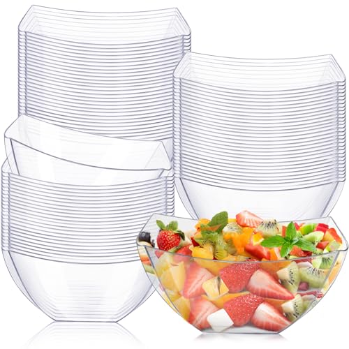 25 Pack 8 oz Clear Plastic Serving Bowls P7512