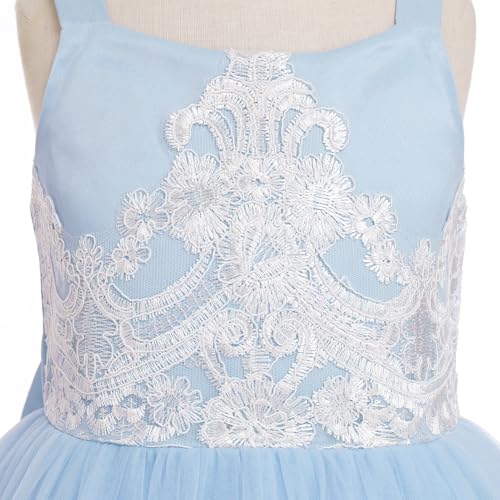 Embroidery Flower Girl Lace Dress Long Gown Tulle Dresses Y47873