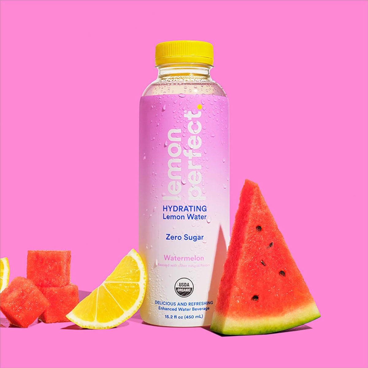 Organic Hydrating Flavored Lemon Water Zero Sugar 15.2 fl oz Bottle (Pack of 12) M832