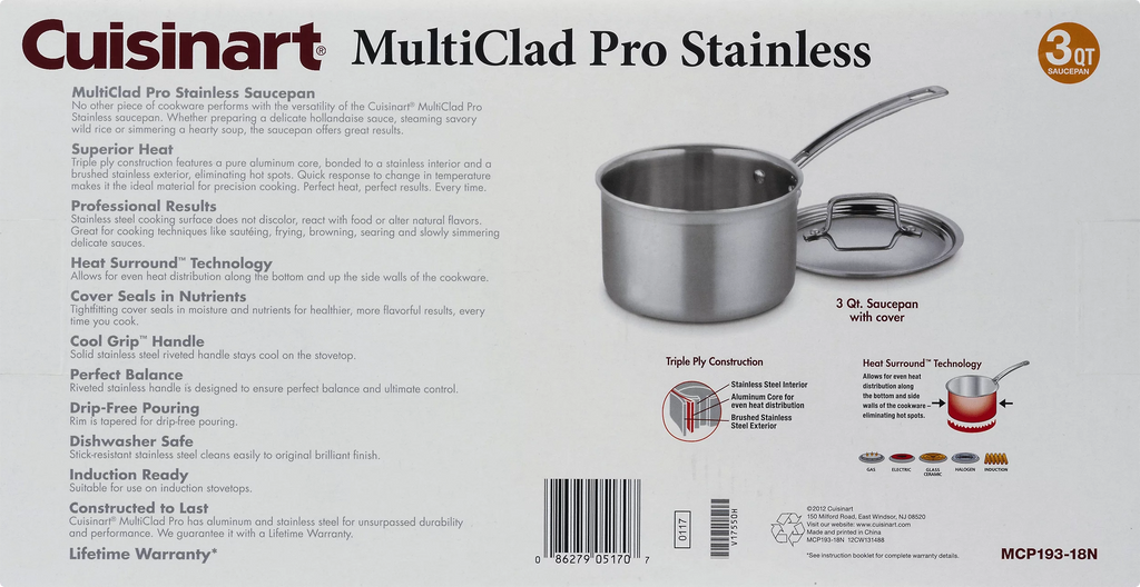 Triple Ply Stainless 3-Quart Saucepan N835