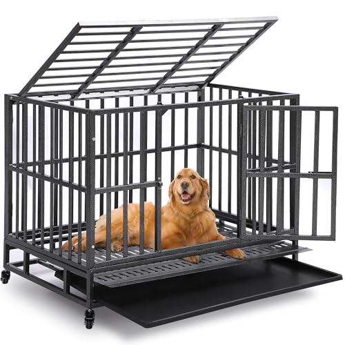 38 inch Folding Dog Crate with Removable Tray I525