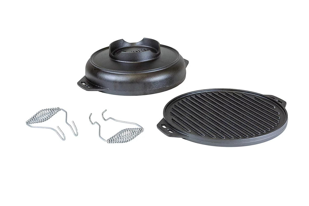 Five-Piece Cast Iron Set with Reversible Grill/Griddle 14 Inch and 6.8 Quart Bottom/Wok E638