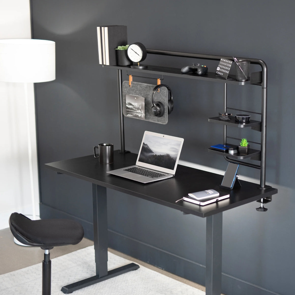 Clamp-on Desktop Shelving System with Magnetic Memo Board M26485