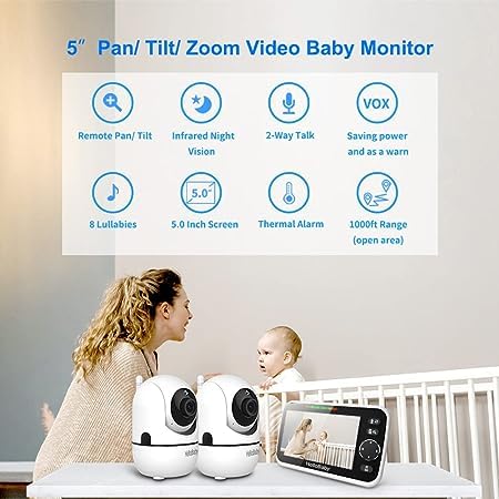 5'' Screen Video Baby Monitor with 30-Hour Battery and Night Vision L166304