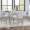 5-Piece Acacia Wood Counter Height Dining Table Set with 4 Upholstered-Seat Chairs J91026