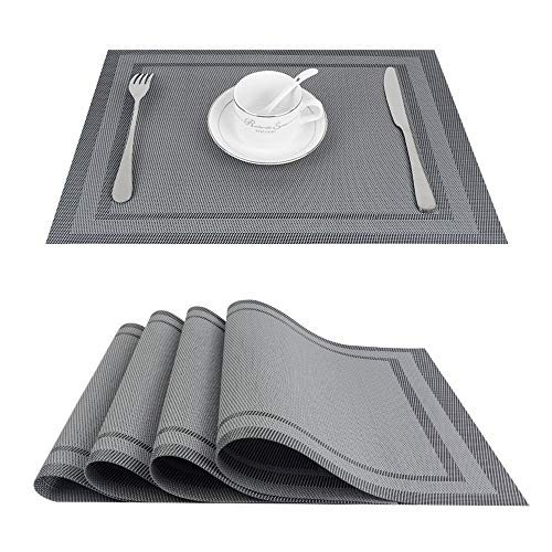 Set of 4 Grey Woven Vinyl Placemats O59855