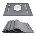 Set of 4 Grey Woven Vinyl Placemats O59855