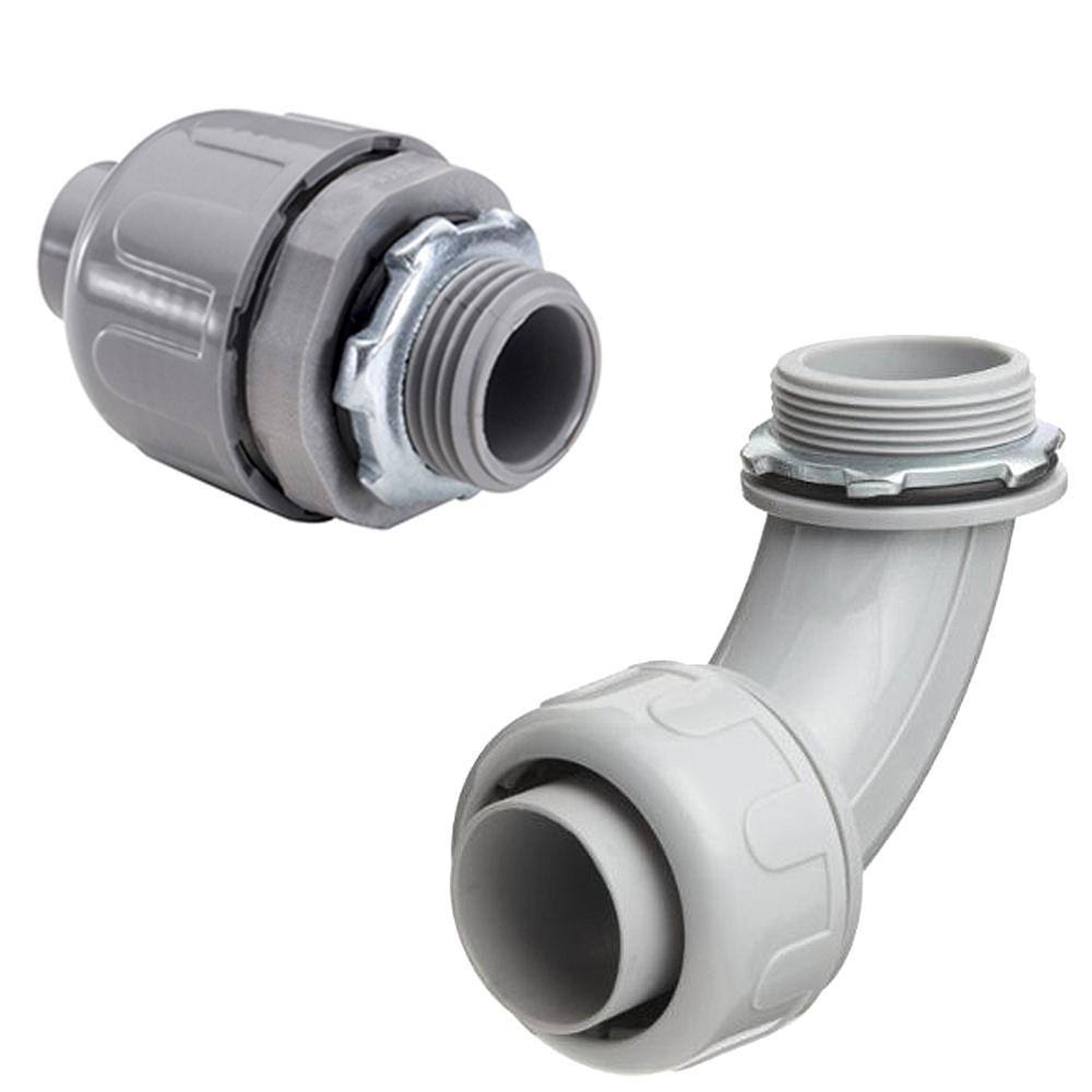 2 in. Dia x 25 ft. Non-Metallic UL Liquid Tight Electrical Conduit Kit with 2 Straight and 2 Angle Fittings D8006