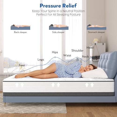 10 Inch Full Mattress Hybrid with Memory Foam and Pocketed Coils H978067