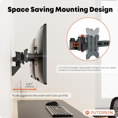 Black Dual Monitor Wall Mount, VESA 75x75/100x100mm V6612