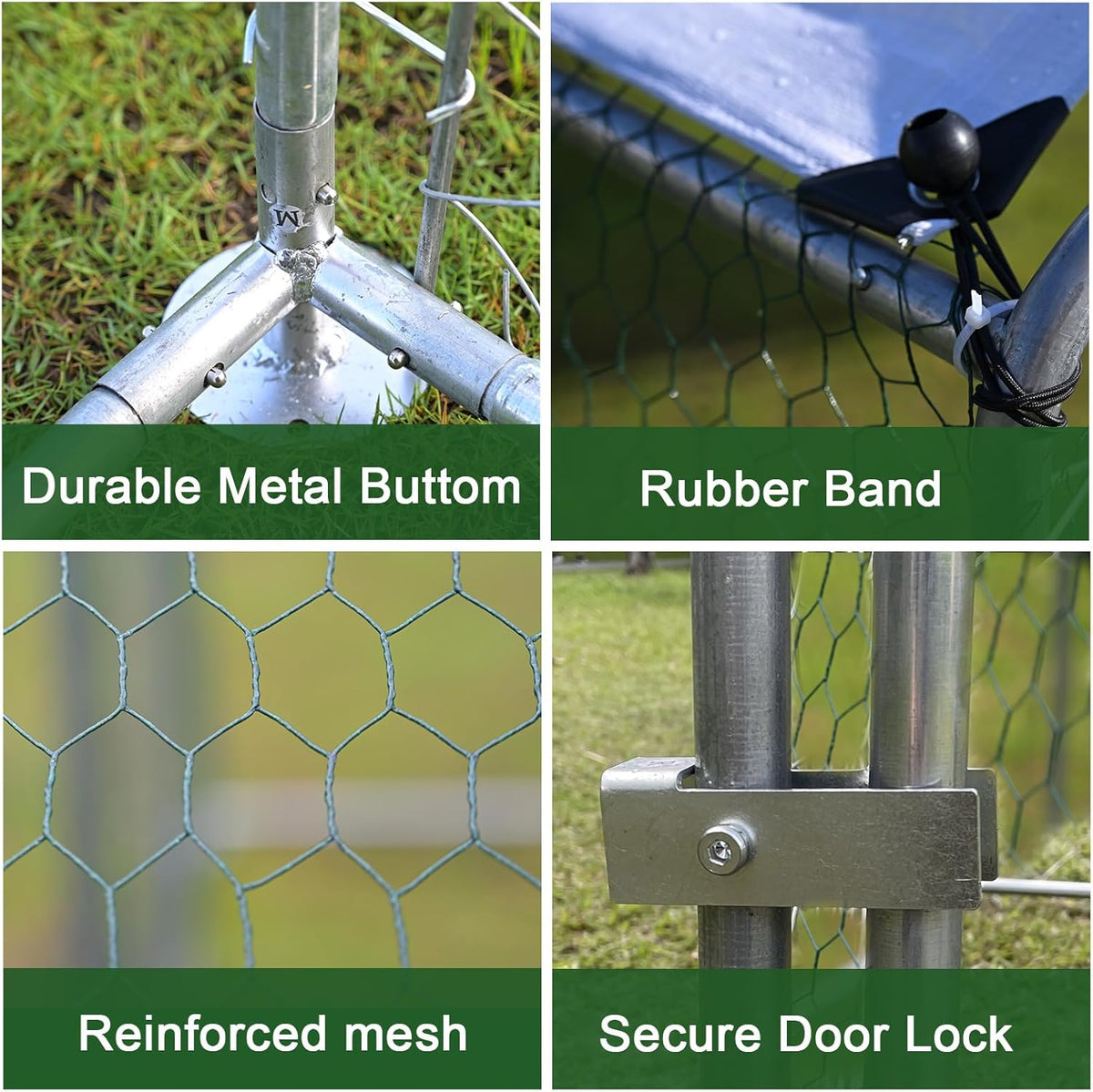 13x10x6.5 FT Metal Chicken Coop with Waterproof Cover B753
