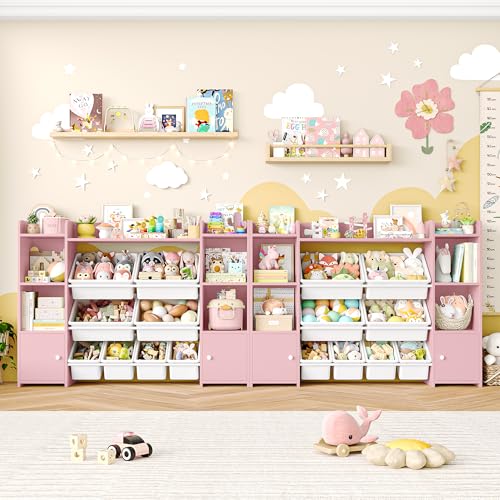 Pink 8 Toy Bins Storage Organizer with Shelf D705