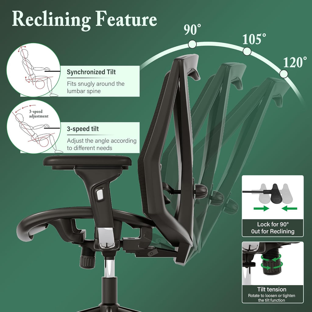 Executive Office Chair with Adjustable Lumbar Support and Swivel Mesh E79456