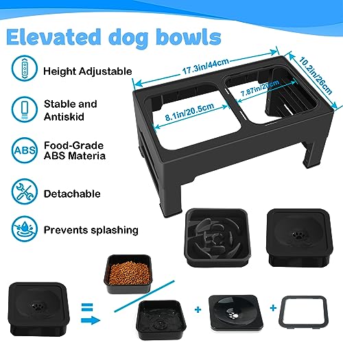 2-in-1 Elevated Slow Feeder Dog Bowls with Non-Skid Silicone Mat U248