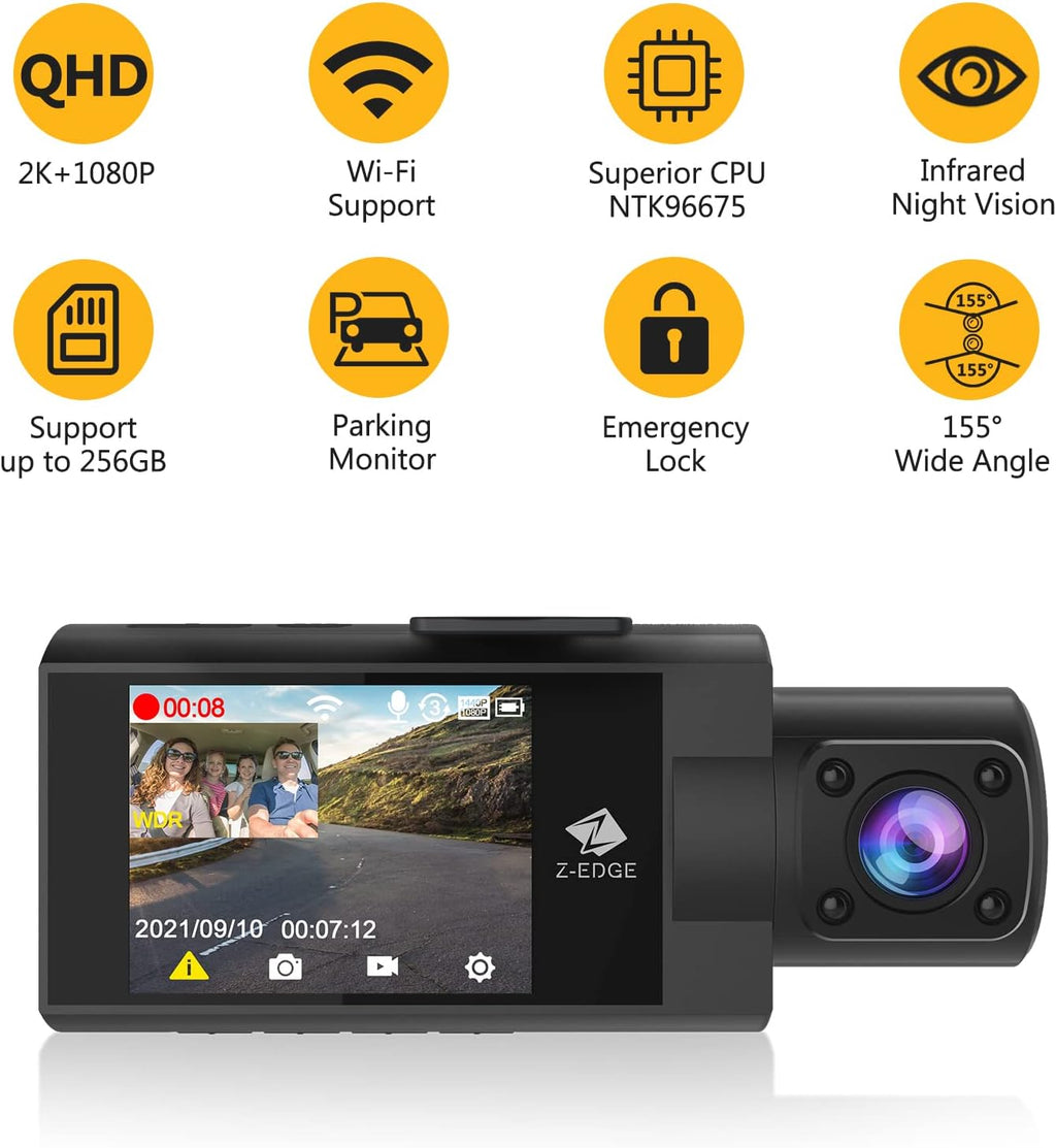 2K+1080P Dual Dash Cam with IR Night Vision X253