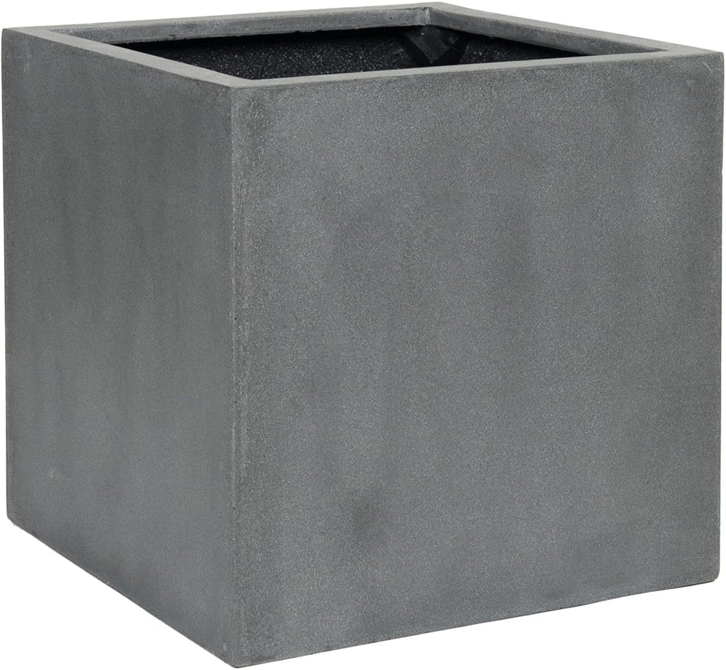 Grey Square Fiberstone Planter, Extra Large, 24 Inch Tall S5141