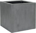 Grey Square Fiberstone Planter, Extra Large, 24 Inch Tall S5141