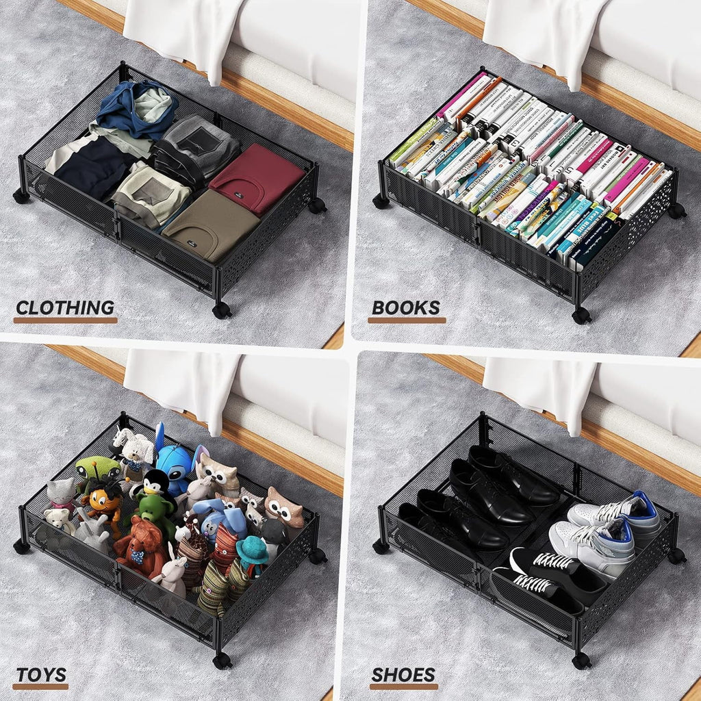 Under Bed Storage Containers with Wheels Metal Storage Containers -2PCK V580