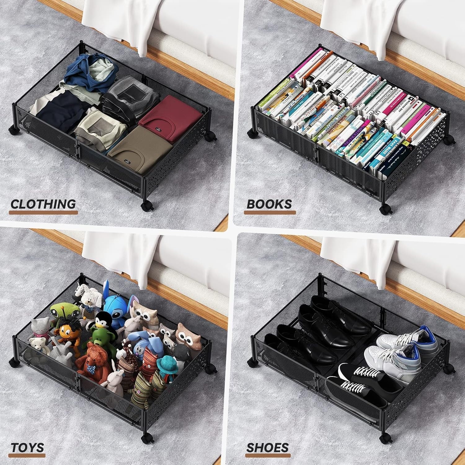 Under Bed Storage Containers with Wheels Metal Storage Containers -2PCK V580