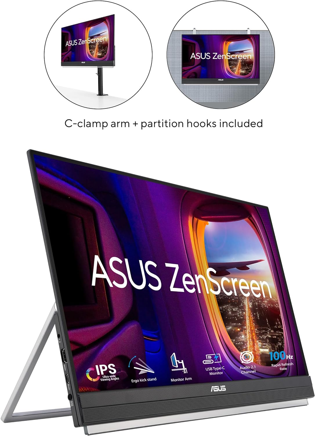 22” 1080P Portable Monitor Full HD IPS 100Hz USB-C S1674