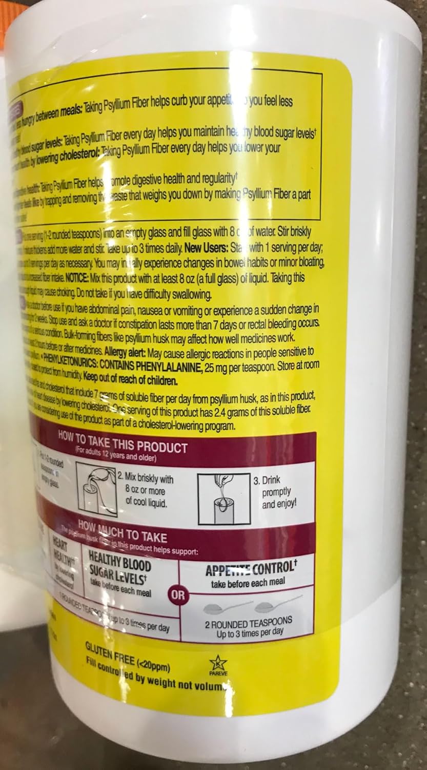 Sugar-Free Psyllium Fiber Supplement Powder, 360 Doses T338