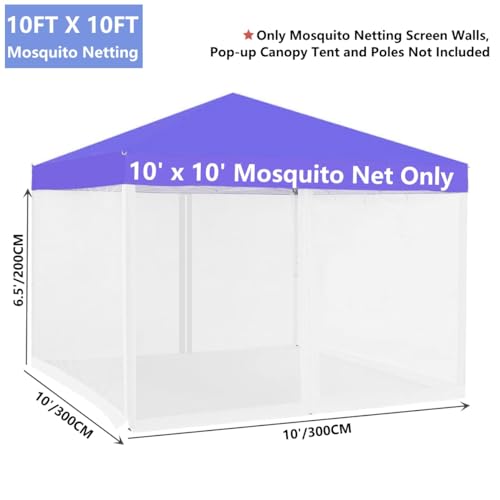 Black 4-Panel Mosquito Net for Gazebo Canopy 10' x 10' with Double Door D894