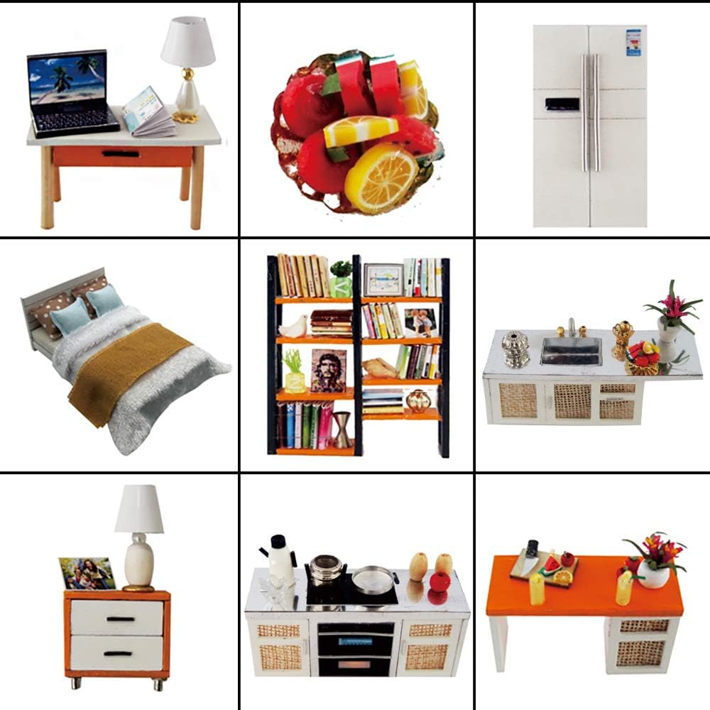 Dollhouse Miniature with Furniture, DIY Dollhouse Kit Y66102