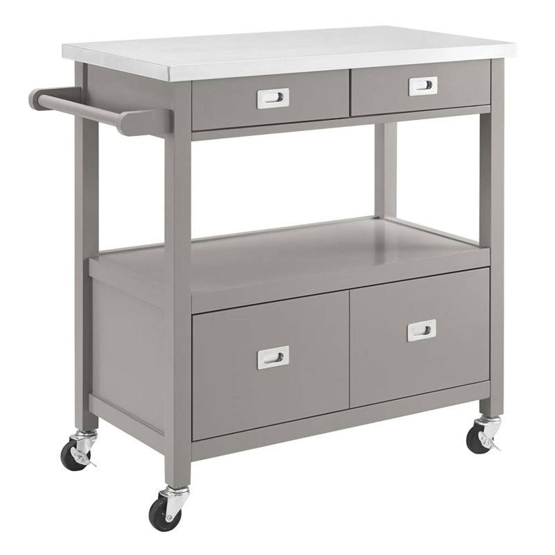 Gray Stainless Steel Top Kitchen Cart F93677