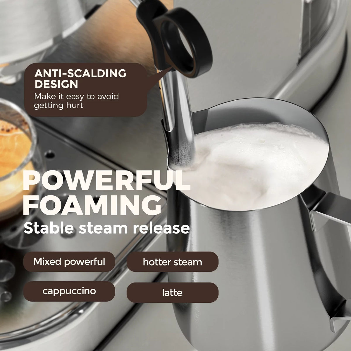 20 Bar Espresso Coffee Maker with Milk Frother I851013
