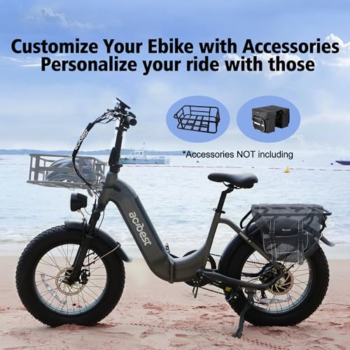 20" Fat Tire Step-Thru Electric Bike with 48V 15AH Removable Battery, 7-Speed Y45447