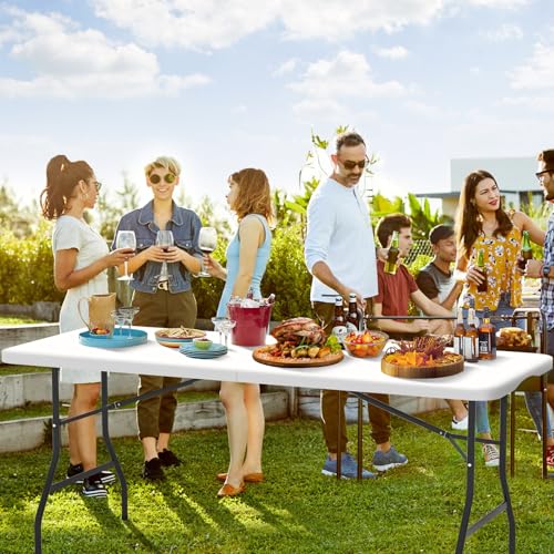 White 6 Foot Heavy Duty Plastic Folding Table M597134