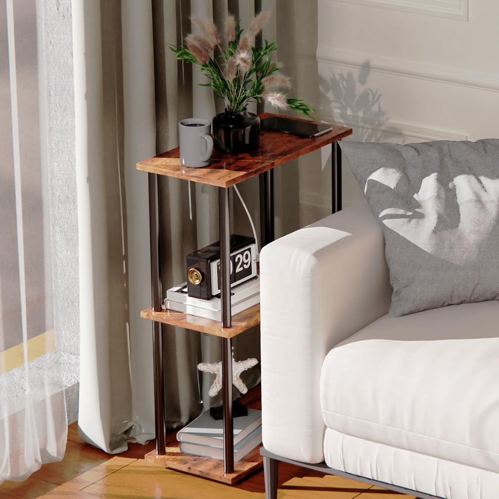 3-Tier Narrow Side Table with Charging Station Y561229