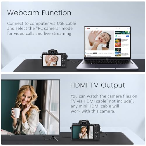 4K 64MP WiFi Touch Screen Digital Camera with Flash, 32GB SD Card, Lens Hood, 3000mAH Battery - Black C8337