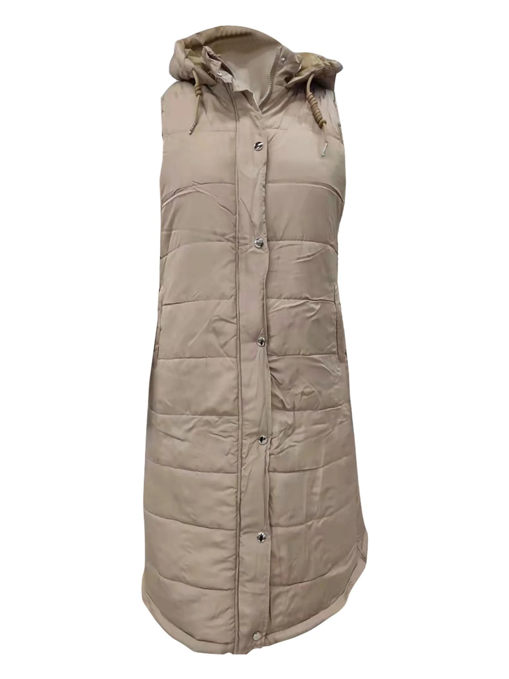 Women's Hooded Down Vest Sleeveless Puffer Jacket with Pockets P794