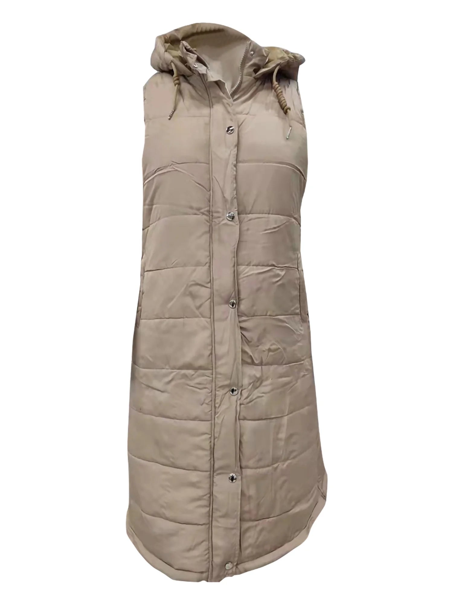 Women's Hooded Down Vest Sleeveless Puffer Jacket with Pockets P794