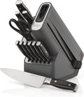 12 Piece German Stainless Steel Knife Block Set with Built-in Sharpener, Black C89100