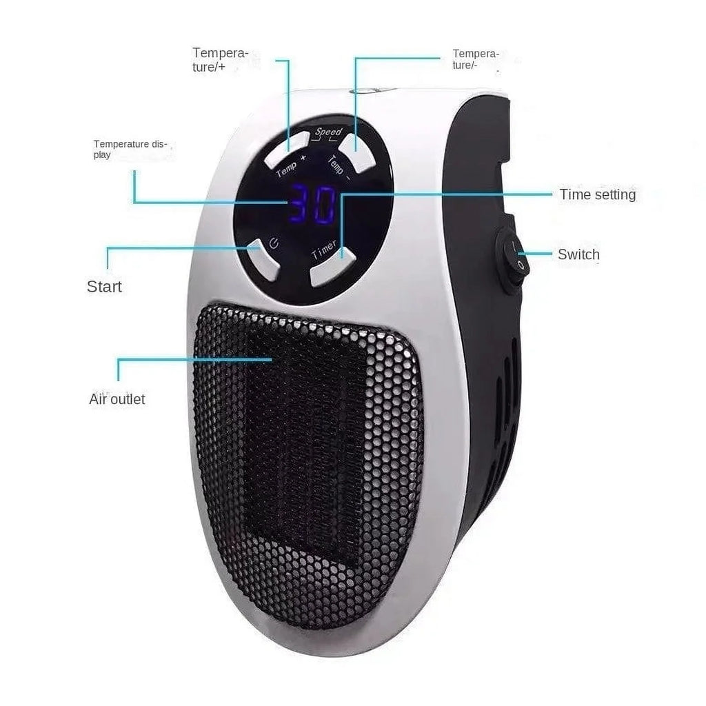 500W Mini Plug-in Wall Heater With Digital Timer T8525