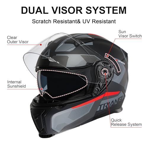 Modular Motorcycle Helmet Flip Up Full Face Dual Visor X738