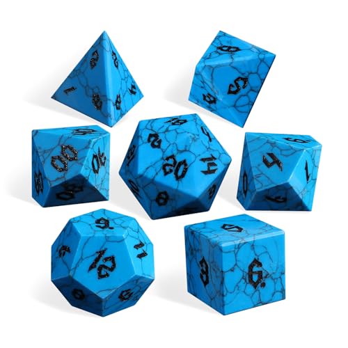 7 PCS Stone DND Dice Set with Case P585623