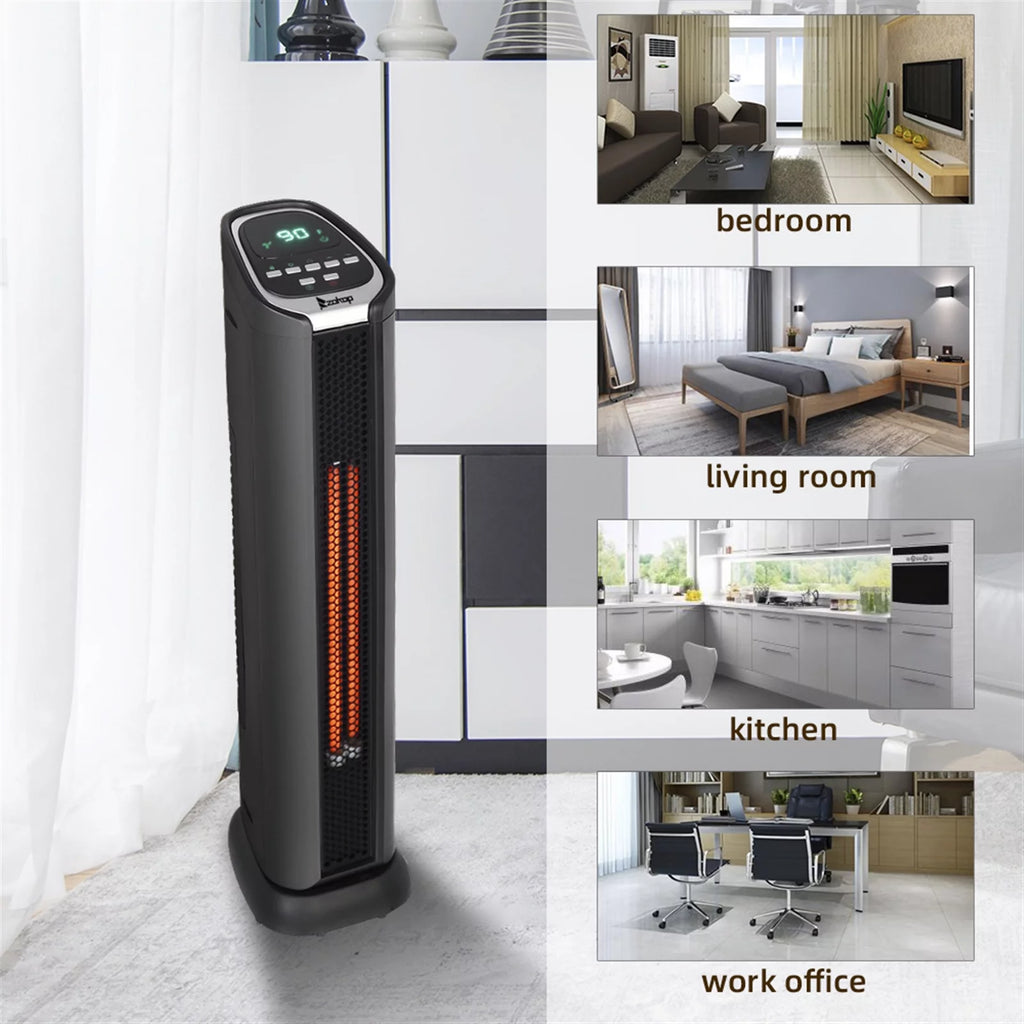 24" 1500W Quartz Infrared Electric Heater with Thermostat, Remote, 3 Modes, 12H Timer, 60 Degree Oscillating Q174