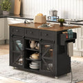 White and Walnut Rolling Kitchen Island with Storage M94580