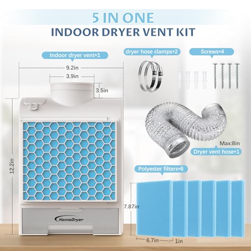 3-in-1 Indoor Dryer Vent Kit with Stainless Steel Screen Filter and 6 Extra Polyester Filters Z208455