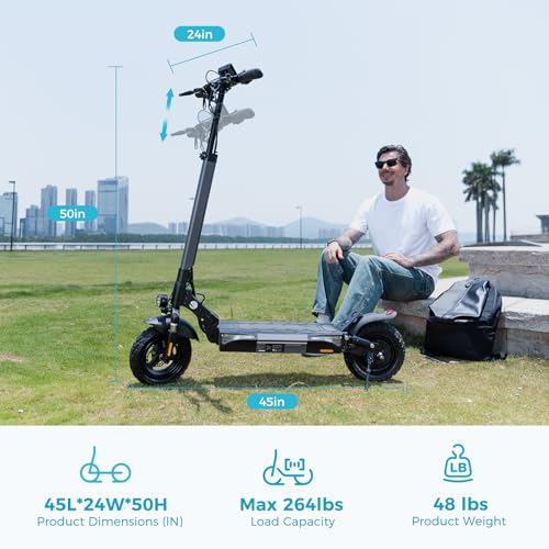 Electric Scooter with 1000W Motor, 28 MPH, 10" Pneumatic Tires, Foldable Handlebar N556