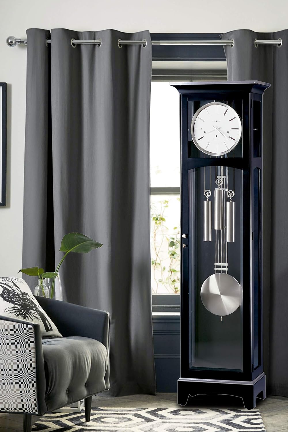 Black Satin Finish Floor Clock Z557626
