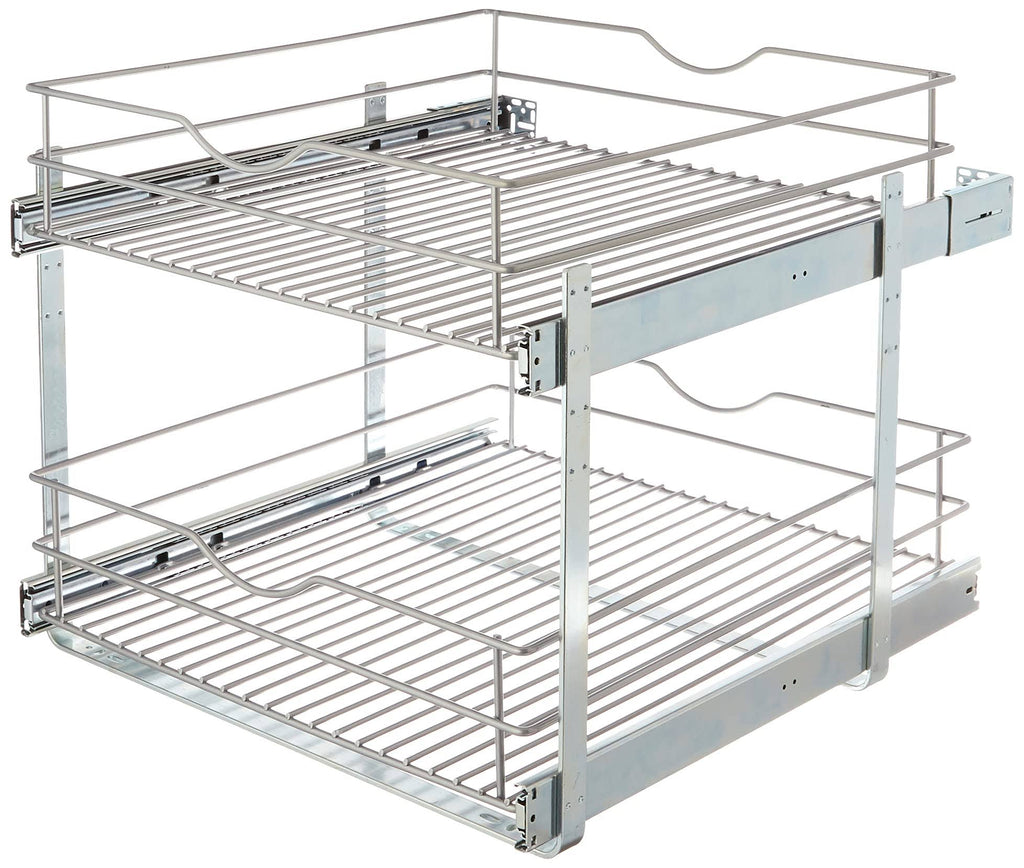20.625 in. W x 21.75 in. D x 16.25 in. H Double Tier Pull Out Cabinet Organizer, Frosted Nickel D179