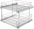 20.625 in. W x 21.75 in. D x 16.25 in. H Double Tier Pull Out Cabinet Organizer, Frosted Nickel D179