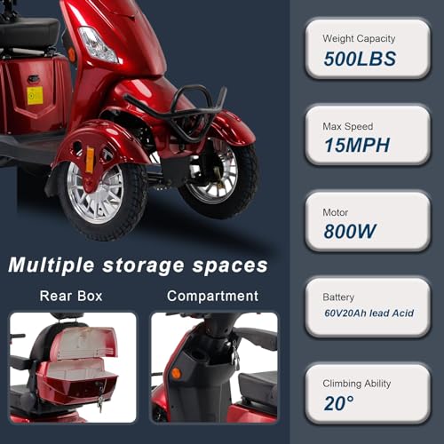 Red 800W All Terrain Heavy Duty Mobility Scooter Q4829