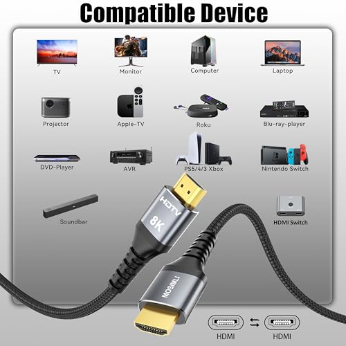 8K HDMI Cable 3FT 4-Pack, High Speed 48Gbps HDMI 2.1 Cord O471