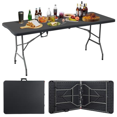 White 6 Foot Heavy Duty Plastic Folding Table M597134