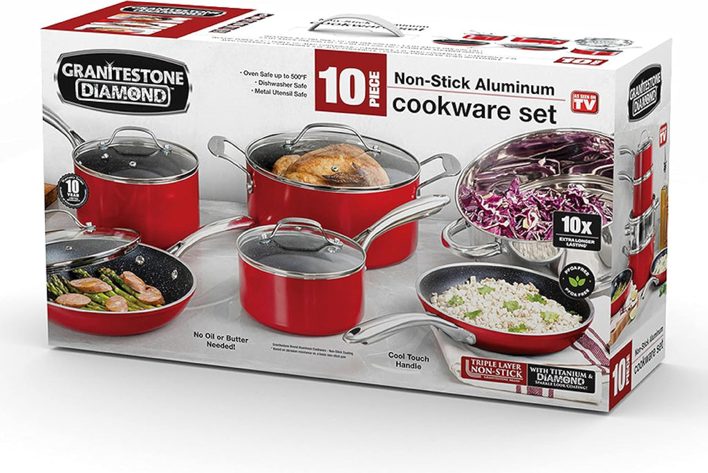 10pc Nonstick Granite Stone Cookware Set U3590